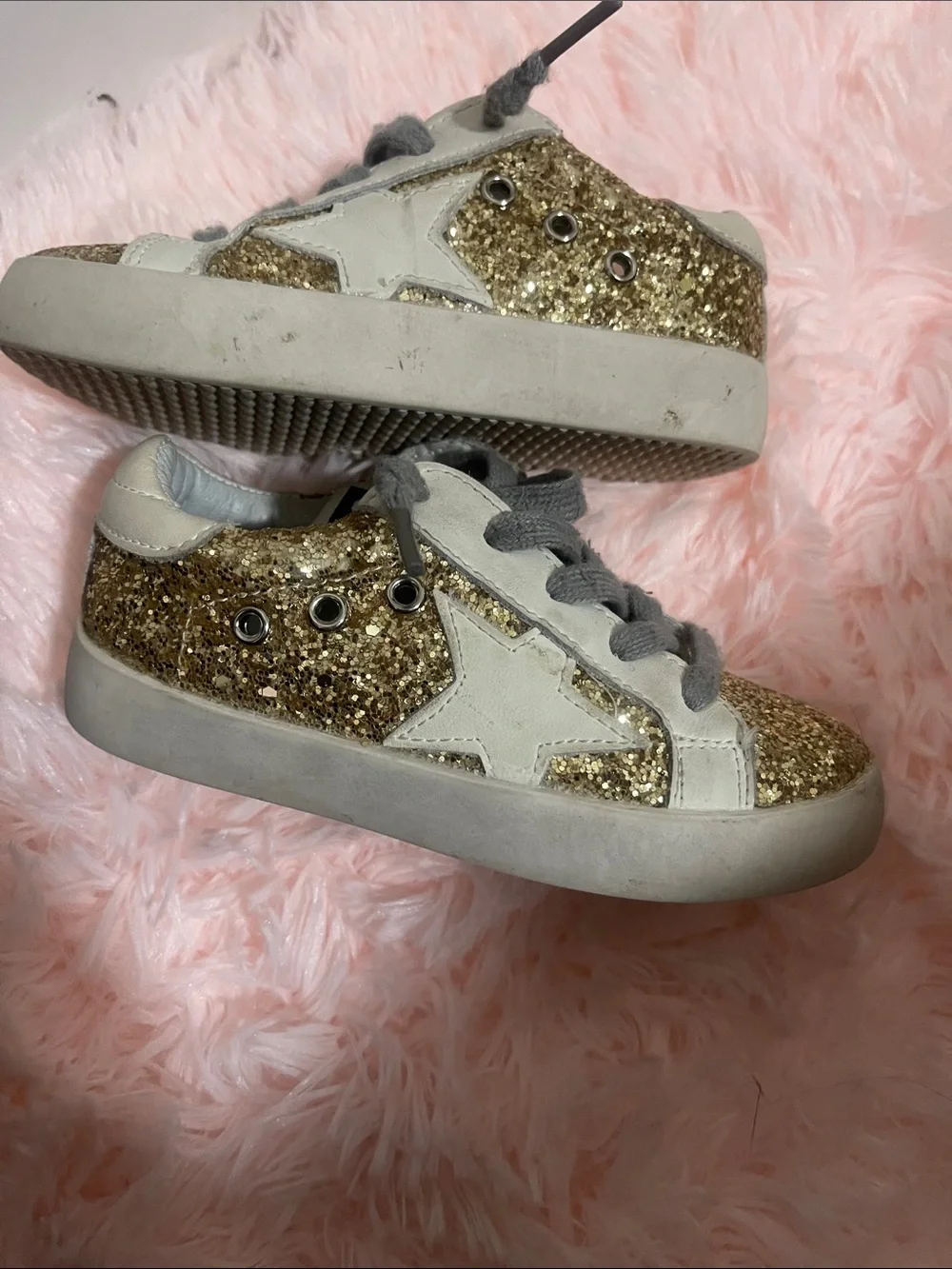 Golden Goose Dupes Kids' Gold Glitter Sneakers